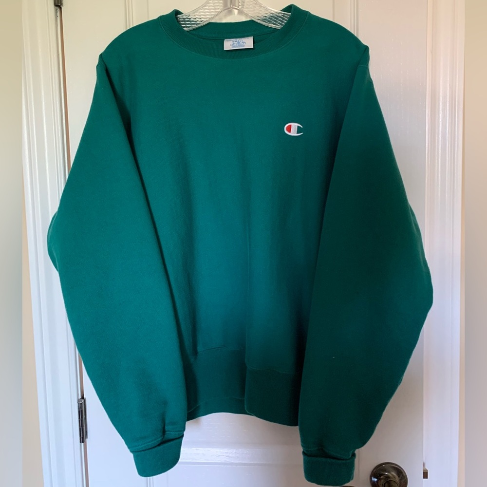 Green Champion Crewneck Reverse Weave